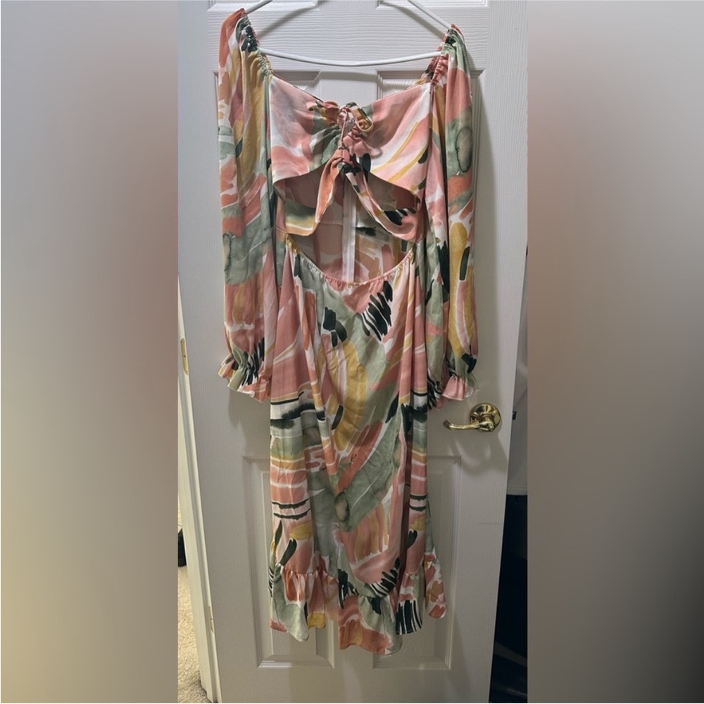 SHEIN Multicolor Off-Shoulder Midi Dress